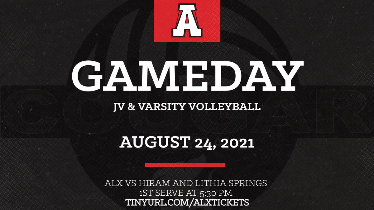 ALXAthletics's tweet photo. It's Game Day for @AlxVolleyball as they take on Lithia Springs and Hiram at home.  Game time is 5:30 PM.  Get your tickets now at https://t.co/bcCO1aVqOv.  Cash tickets will also be available at the gate. https://t.co/eT2Bu6N1rD