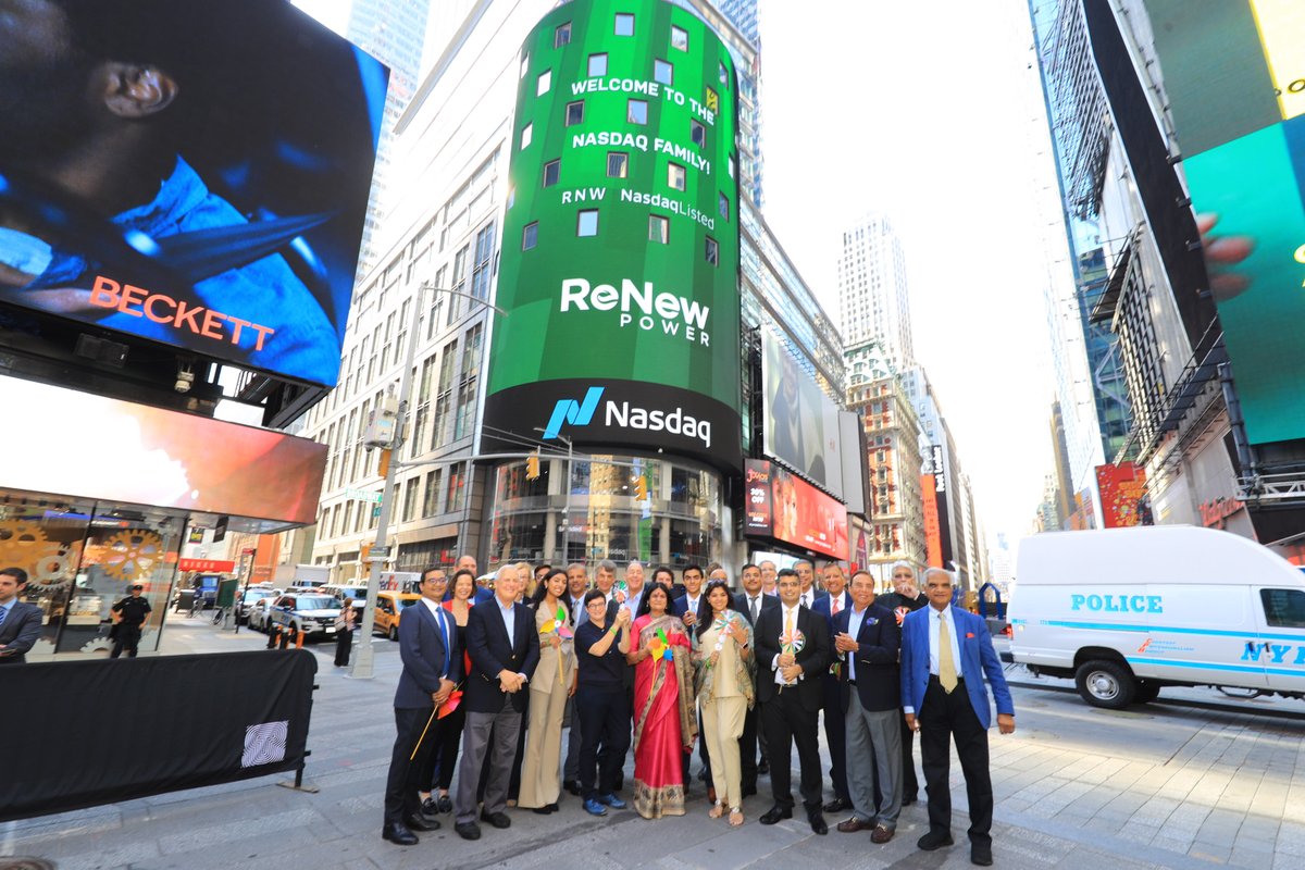 The feeling of watching the Indian flag soar over the <a href="/Nasdaq/">Nasdaq</a>  building, is one that can never be replaced. At this moment all I feel is pride - to be a part of @ReNew_Power family and gratitude - to everyone who made this possible!

#ReNewOnNasdaq