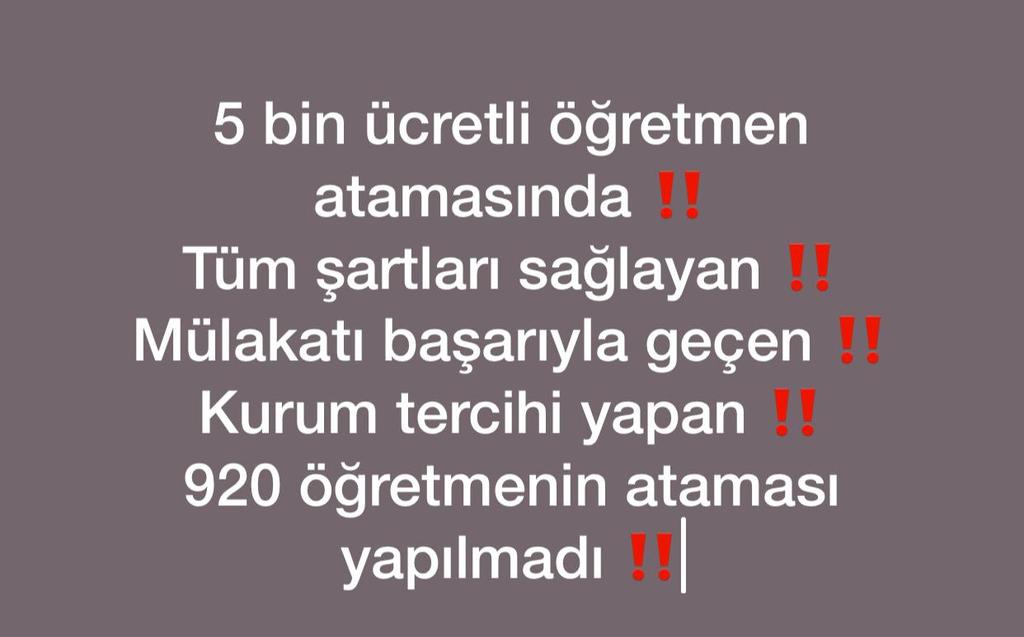 #920yeAtamaSözüTutulsun
<a href="/RTErdogan/">Recep Tayyip Erdoğan</a> <a href="/dbdevletbahceli/">Devlet Bahçeli</a>
<a href="/tcmeb/">Millî Eğitim Bakanlığı</a> <a href="/mebpgm/">Personel Genel Müdürlüğü</a> <a href="/aebilgili/">Ahmet Emre Bilgili</a> @demiiryakup <a href="/emrullahisler/">Emrullah İŞLER</a> <a href="/kamilaydinmhp/">Prof.Dr.Kamil Aydın</a> <a href="/makif_yilmaz/">Mehmet Akif YILMAZ</a> <a href="/oerdem42/">Orhan Erdem</a> <a href="/NazimMavis/">Dr. Nazım Maviş</a> <a href="/mhpyasarkaradag/">Yaşar Karadağ 🇹🇷🇦🇿</a> <a href="/osman_oren/">Osman Ören</a> <a href="/haozdemir/">Prof.Dr. Hacı Ahmet ÖZDEMIR</a> <a href="/tasar_cemal/">Cemal Taşar🇹🇷</a> 920 öğretmen 3 yıldır atama bekliyor .