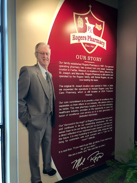 RogersRXstj's tweet photo. Rogers Pharmacy was founded in 1967 in Fairfax, Missouri, and has expanded to locations in Tarkio, Mound City, St. Joseph, and Maryville. We've proudly served the city of St. Joseph since 1994, and we'd be honored to join your team of healthcare providers! https://t.co/bQnpDX0LzW
