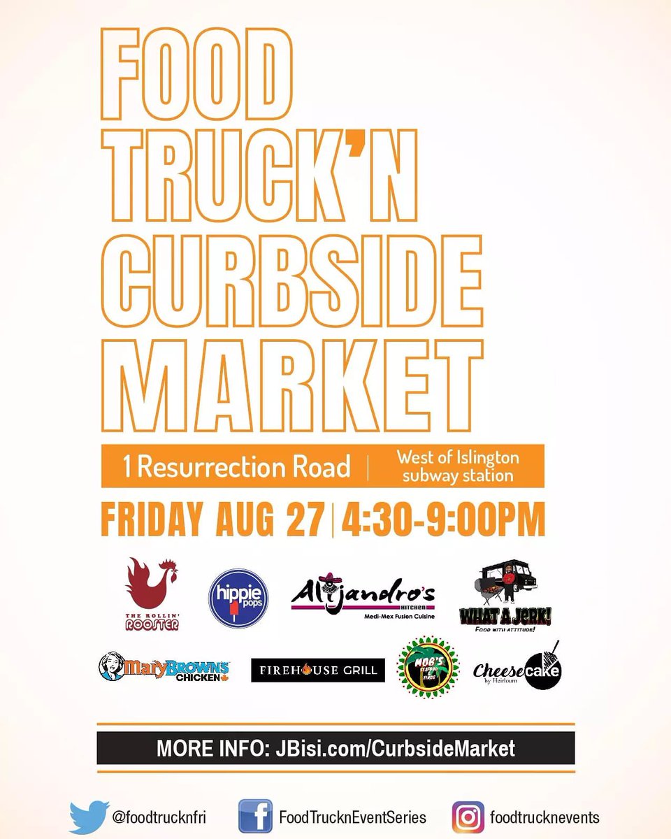 💥CONTRST ALERT! Like &amp; RT by this Sat Aug 28, 7pm for a chance to win $20 for next week’s markets! In the meantime, swing by both locations this week for good eats! &amp; take note, <a href="/Alijs_kitchen/">Alijandro's Kitchen</a> and <a href="/heirloomtoronto/">Heirloom Food Company</a> are finally back! 🙌🏼 #toronto #torontofoodtrucks #etobicoke