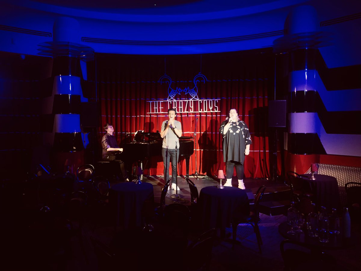 FlopTheShow's tweet photo. A sneak peak of @dghmusic, @Joe_TO and our host @beccaebarrett rehearsing ahead of our SOLD OUT show at @CrazyCoqs this evening! Can’t wait to see all of you FLOP! fans! #musicals #theatre #musicaltheatre #cabaret #westend #broadway https://t.co/CkbDVHvRKP