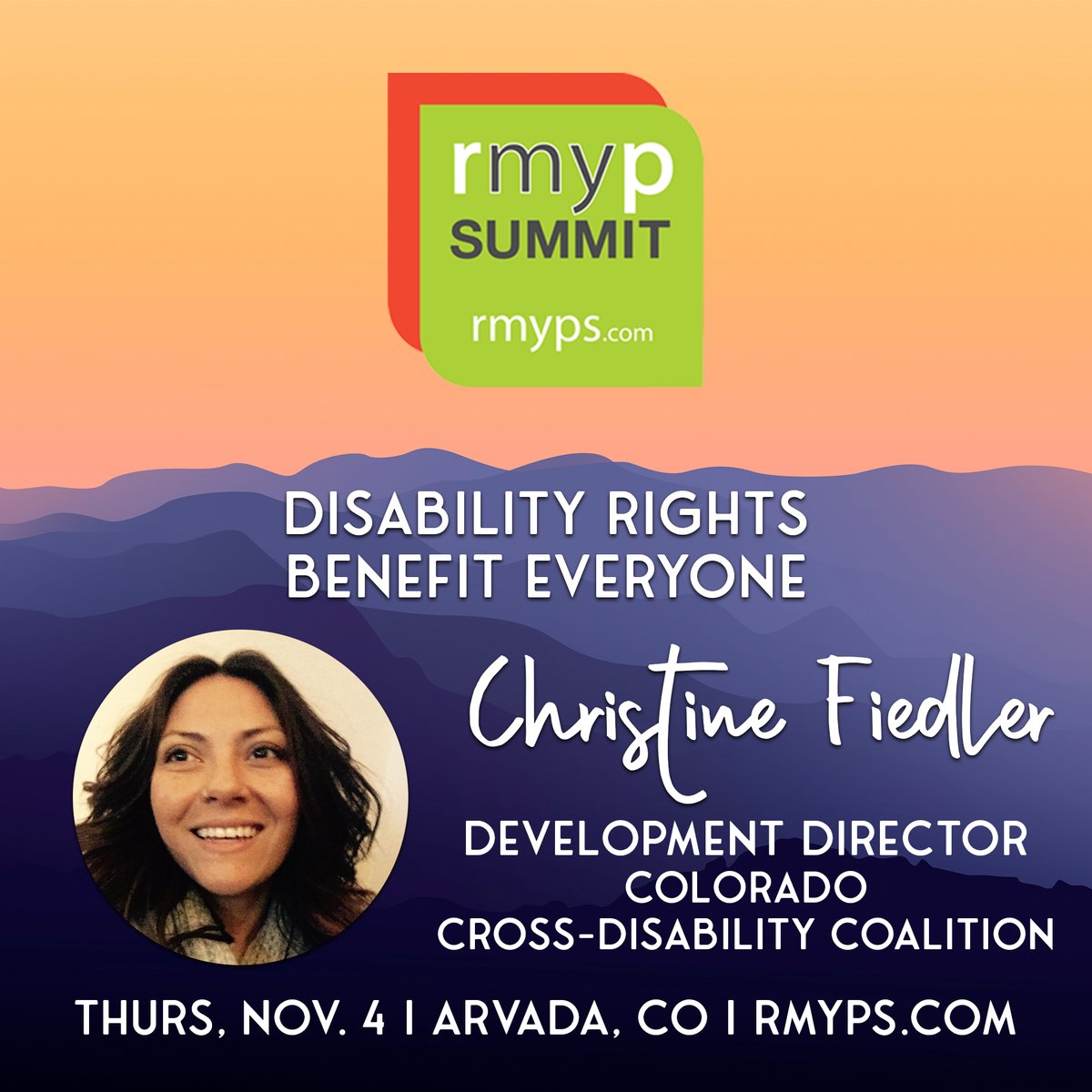 Meet Christine, Development Director at the CCDC, the premier organization in CO advocating for disability rights.

Register for the <a href="/RMYPS/">Rocky Mountain YP Summit</a> today!

📆Thur, Nov. 4th
⏰ 8:00am-4:30pm (in-person)
🔗 Early-bird tickets now available - bit.ly/RMYPS21