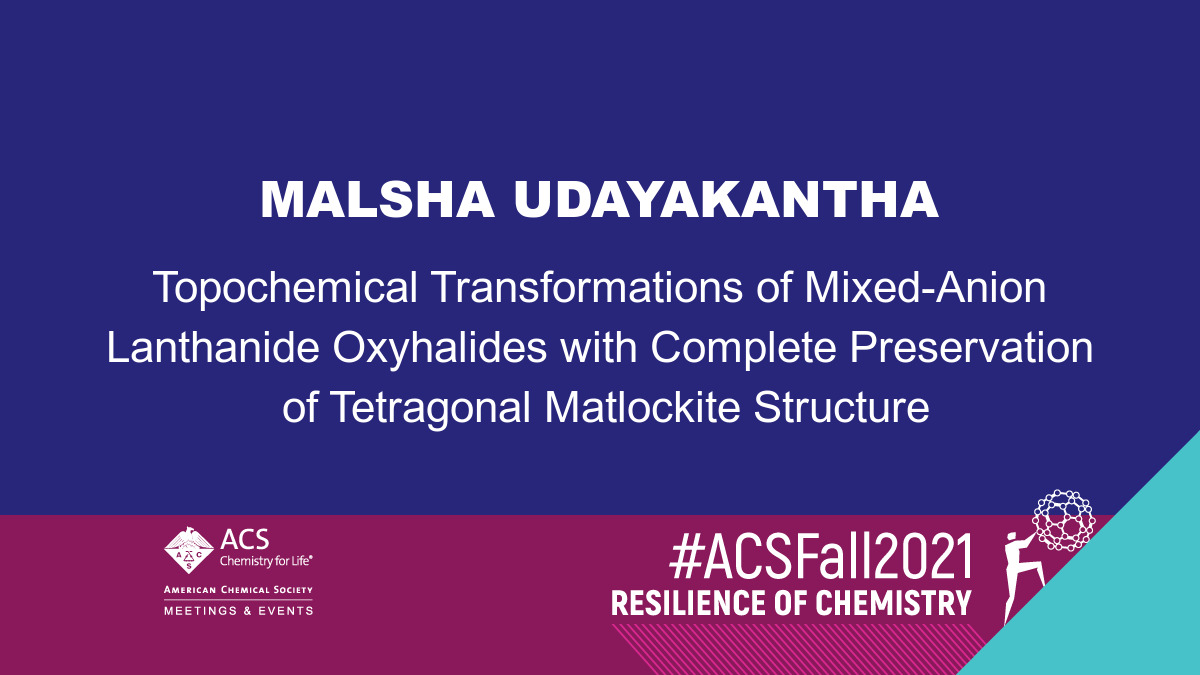 Very excited for my oral presentation this afternoon in the #ACSFall2021 Lanthanide and Actinide Chemistry session. Come listen to how our post-synthetic anion exchange reactions proceed to completion with complete preservation of crystal structure.
onlinelibrary.wiley.com/doi/10.1002/an…