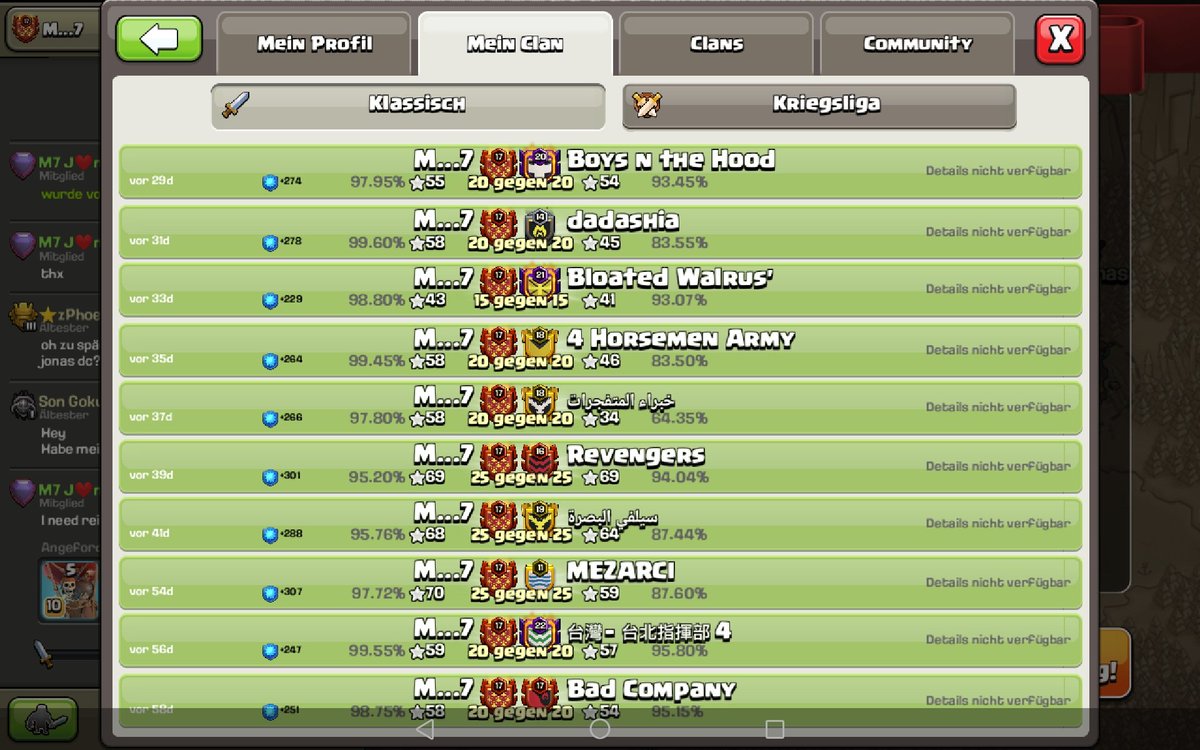 Abend zusammen! 
Zwei Monate ohne Niederlage 💪
Dauer CW Clan 🌟🌟🌟
Sind noch auf der Suche nach ein paar neuen Membern!

Jemand Interesse ? 

bzw. welches TH seid Ihr im Game? Haben Platz für jeden in unserer Clan-Familie!

Bei Interesse lasst einen Kommentar da! 
#ClashOfClans