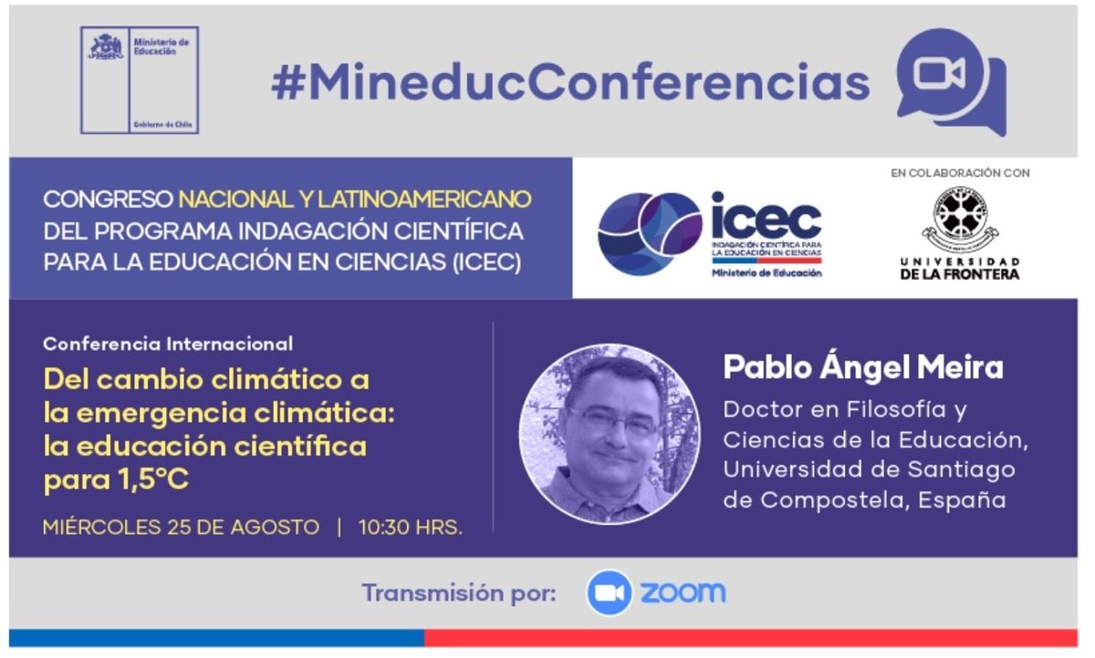 ICEC_UCSC's tweet photo. "Del cambio climático a la emergencia climática" 
MAÑANA 25 DE AGOSTO 10:30 horas

Participa de nuestra nueva charla del Congreso Nacional y Latinoamericano ICEC
Expositor: Pablo Ángel Meira

Inscripciones en https://t.co/iNSaZBvJcC https://t.co/btixfBy58o