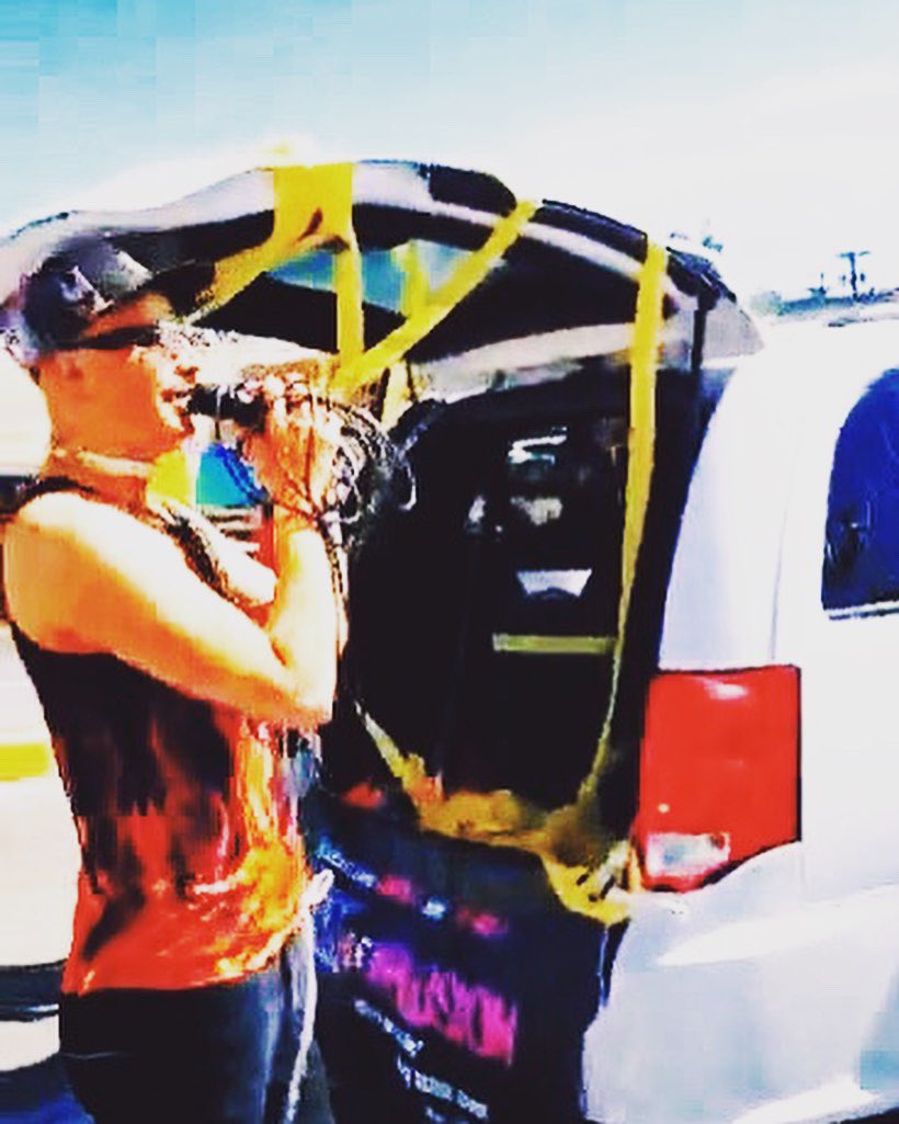 EvansExplosion's tweet image. After some last minute drop outs in my “Float” for this past weekends #AlbuquerquePrideparade , to meet the requirements of one person for every wheel…. I ended up having to sing on the OUTSIDE of my party bus as me and my posse marched down Central