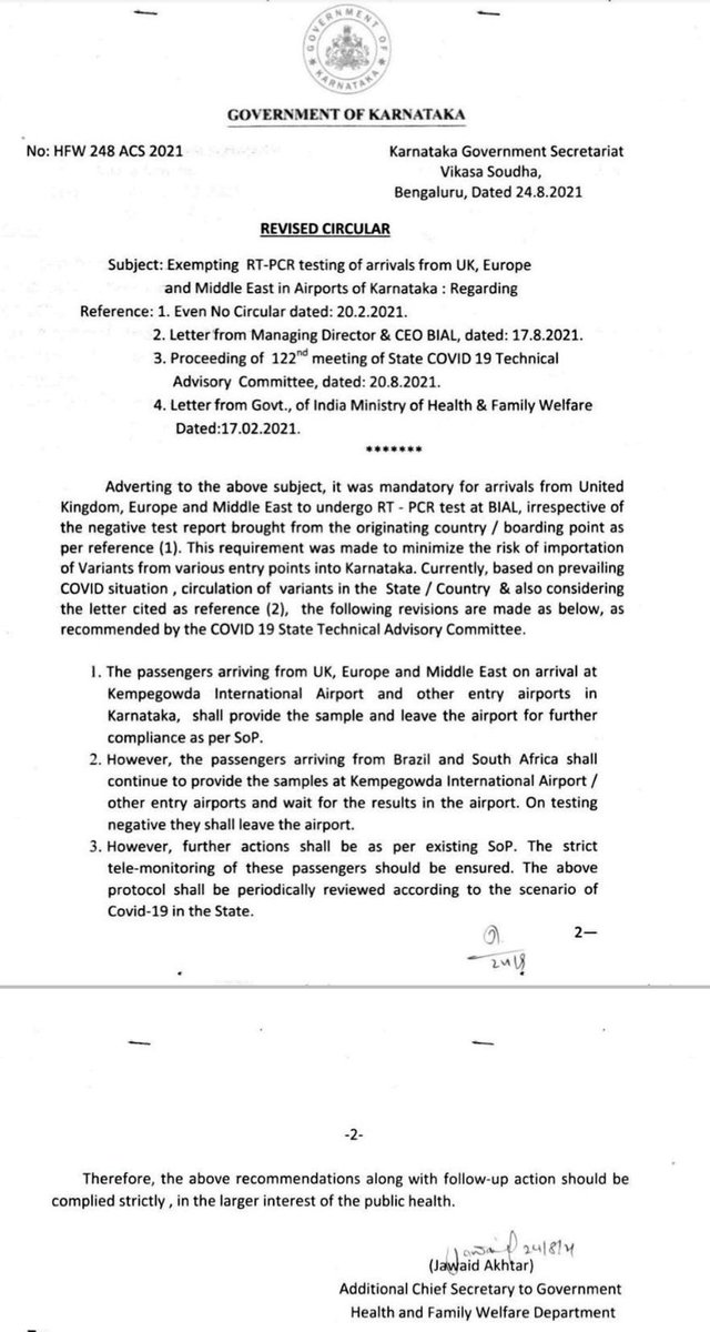 Change in rules for #RTPCR for people travelling from #UnitedKingdom , #Europe and #MiddleEast to #Bangalore.
Kindly make note.