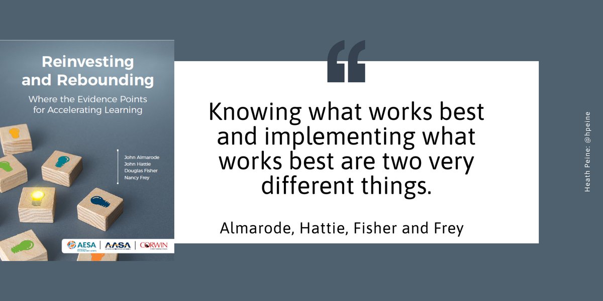 Educators: Knowing what works best in education is not enough. We will not make significant progress unless we also have a solid implementation plan.  See page 21 on this document for more information: us.corwin.com/en-us/nam/whit…