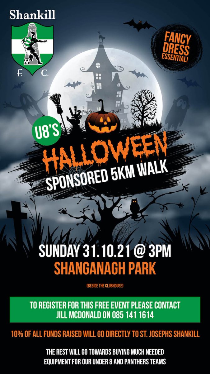 My name is Jill McDonald and I coach the Under 8 team in Shankill Football Club. I also manage the Panthers Academy with my fellow coaches. On Halloween Sunday 31st of October, I will complete a 5k run with the Under 8's and Academy kids and our coaches and parents.