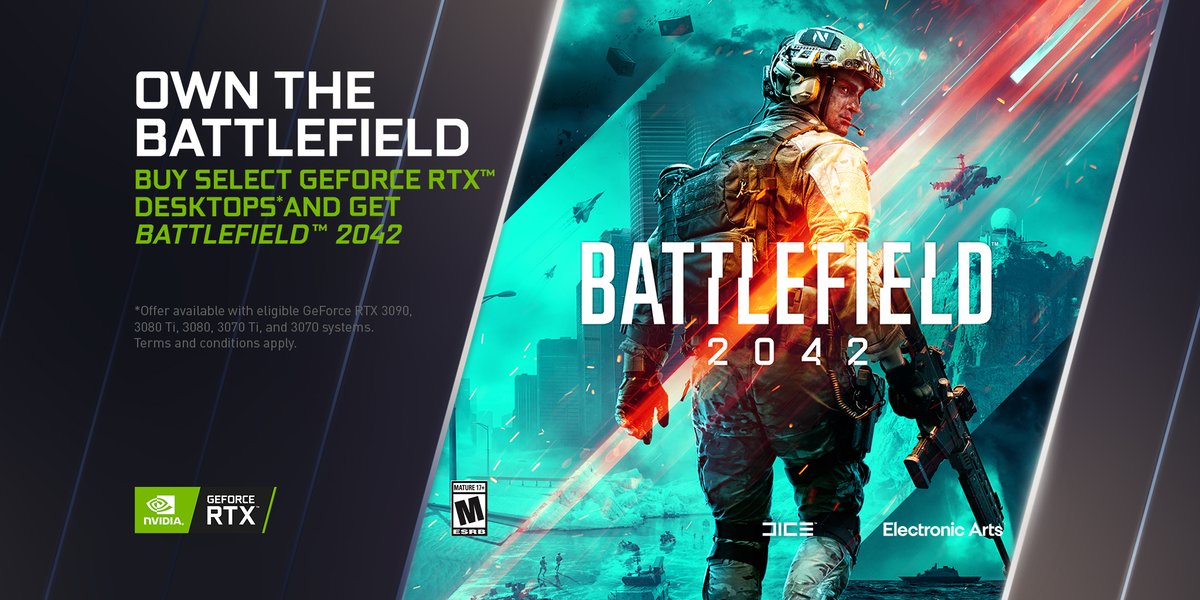 NZXT's tweet photo. For a limited time, get yourself a FREE copy of #Battlefield2042 when you buy an @NvidiaGeForce RTX PC at NZXT!

✌️Squad up: https://t.co/O55p0LvnJy https://t.co/r7sPkvb8I1