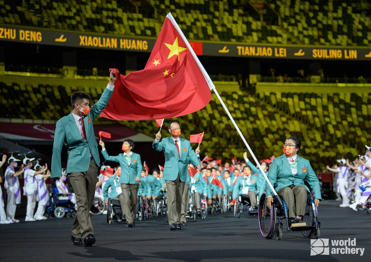 Congratulations to the seven archers who carried the flags of their nations at the opening ceremony of the <a href="/Tokyo2020/">#Tokyo2020</a> <a href="/Paralympics/">Paralympic Games</a>. 🙌

🇧🇹 Pema Rigsel
🇨🇳 Zhou Jiamin
🇬🇧 John Stubbs
🇮🇷 Zahra Nemati
🇱🇻 Ieva Melle
🇲🇳 Selengee Demberel
🇸🇮 Dejan Fabcic

#ArcheryatTokyo