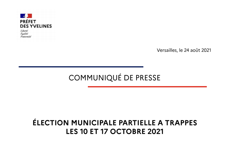 #Trappes 🗳 : Communiqué de Presse : Élections municipales partielles à <a href="/villedetrappes/">Trappes</a> les 10 et 17 octobre 2021 

👉 bit.ly/389YyEY