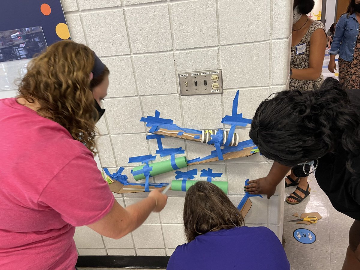HattMr's tweet photo. So excited to start the year with our wonderful, kind, and creative staff at @A2STEAM. Amazing to see all of the different solutions to our #makercentered #teambuilding challenge! @A2SchoolsSuper @A2schools https://t.co/9Dt7b4mh4F