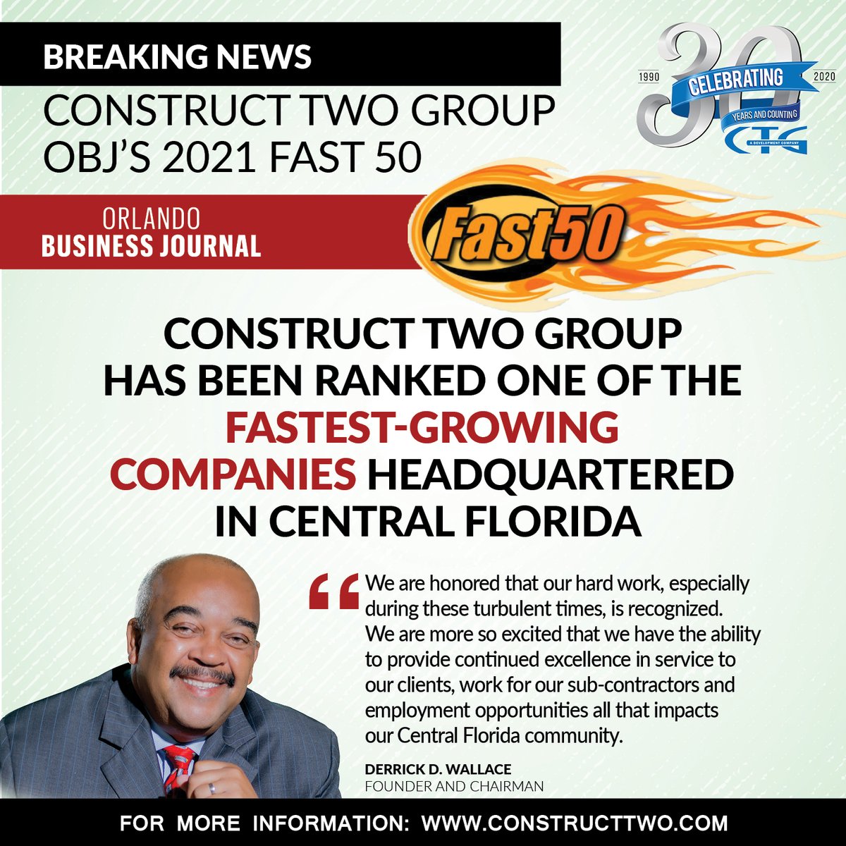 two_managers's tweet image. BREAKING NEWS! Construct Two Group has been ranked one of the fastest-growing companies headquartered in Central Florida! Read more: ow.ly/Wl0050FX4f1