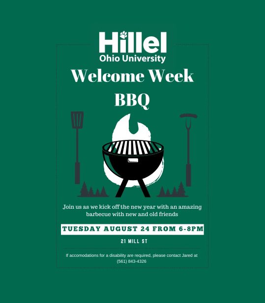 Good morning all students! I hope your first two days of classes have gone swimmingly. To ease you in even more, today we have having our Welcome Week BBQ at 21 Mill street from 6-8 pm. Please stop by for fresh food and chat!