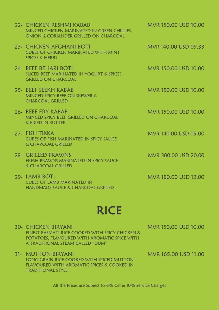 KHANJI Menu Page 1 to 4