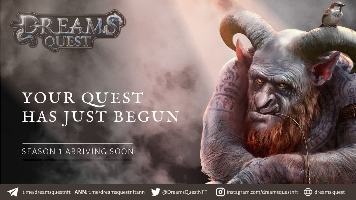 DreamsQuestNFT's tweet photo. 🧙‍♂️Your Quest has just begun...are you ready?

⚔️Meet us in the Tavern:
https://t.co/Adcb1kiGe7

#PlaytoEarn #Game #Blockchain #PVP #NFT https://t.co/Wiu6psocWv