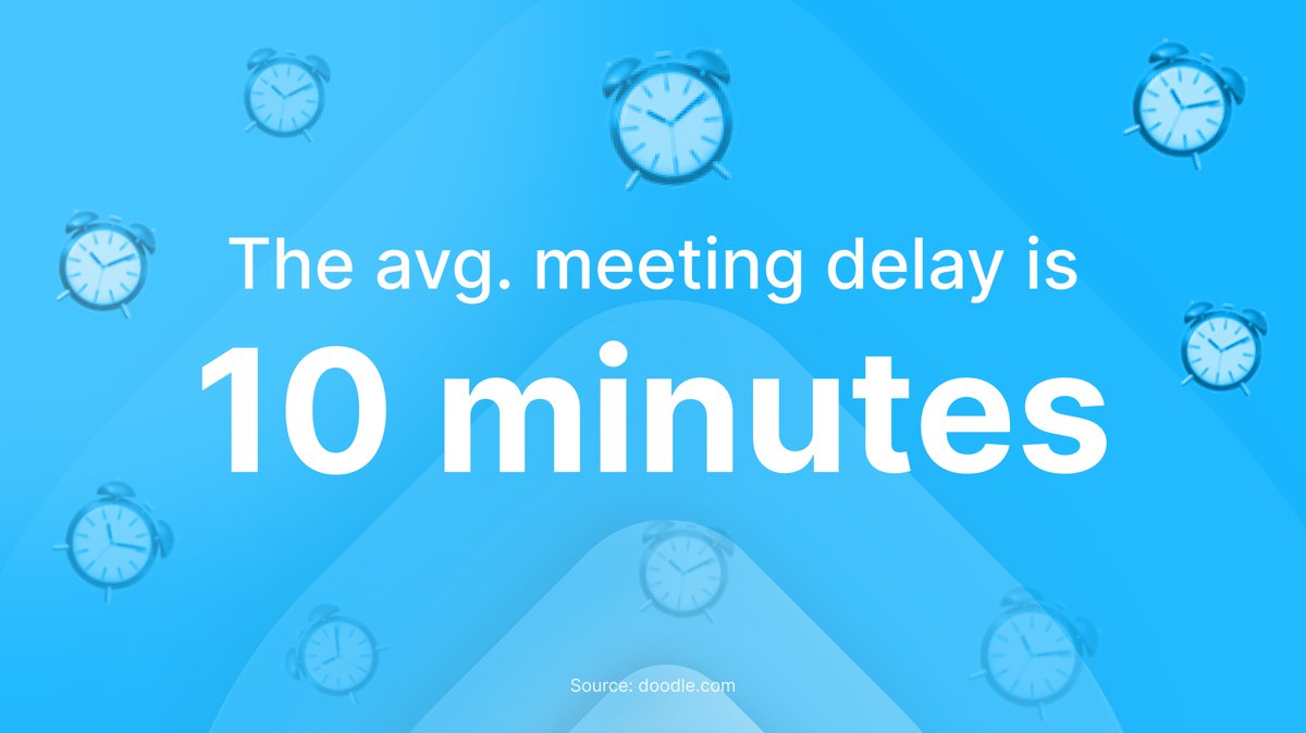 meetbackio's tweet photo. The average delay time per #meeting is 10 minutes 😤. That makes it a 3 full days per year 📆. Try https://t.co/QhGgJ6JEHC and fix it! https://t.co/b3u6RLR13L