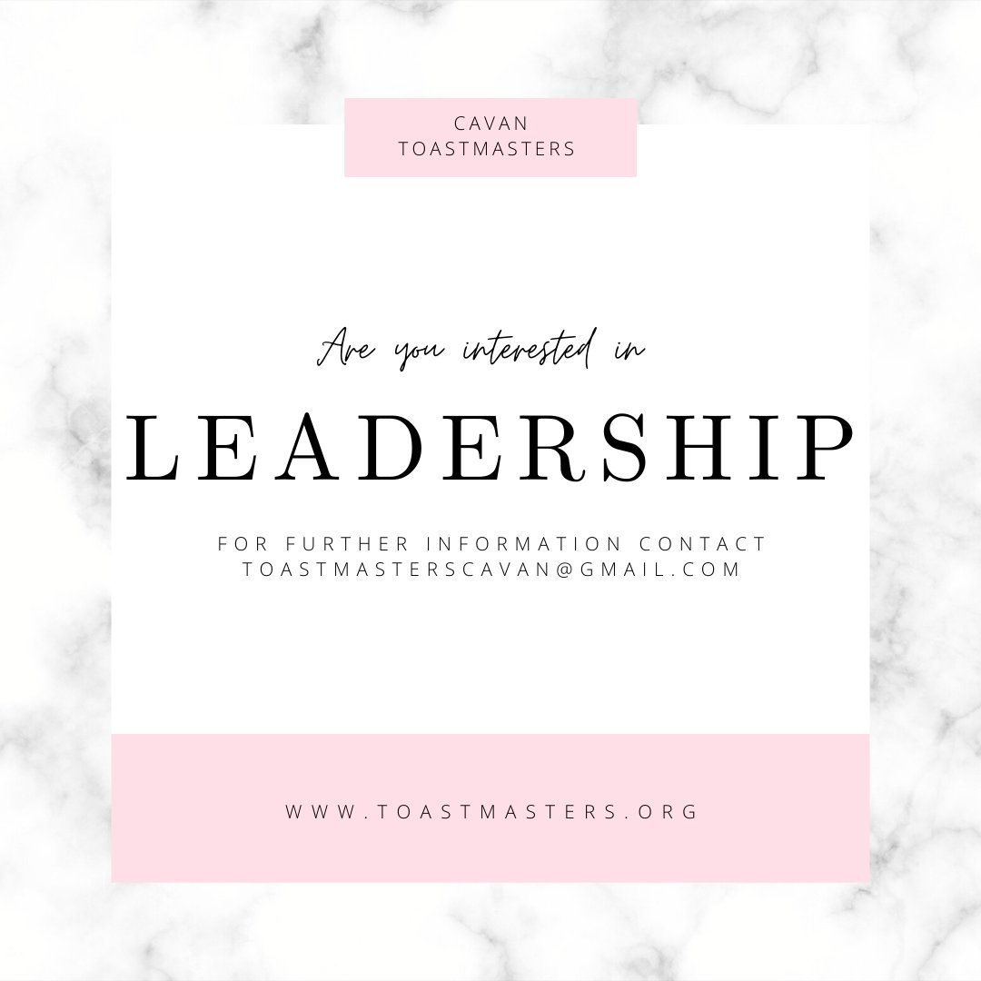 TM_Cavan's tweet photo. Are you interested in leadership? Attend Cavan Toastmasters Open Meeting tomorrow at 8 PM (Irish Time). Toastmasters, Where Leaders are Made!
Please contact toastmasterscavan@gmail.com for further information. https://t.co/IJQdeyUT3g