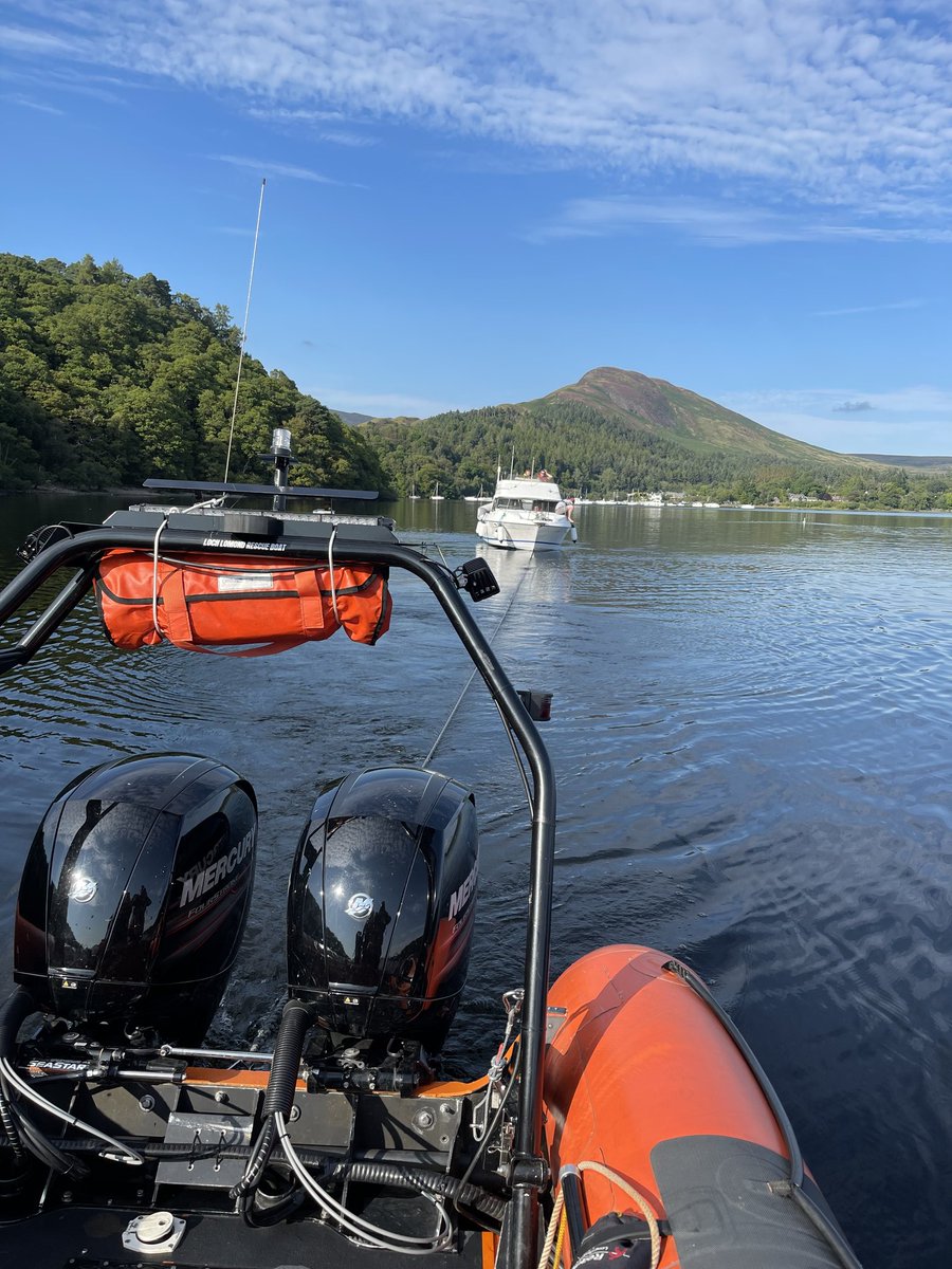 Yesterday called to a broken down motor cruiser reported as being without engine between Inchcailloch and Balmaha.boat was located and a tow line was secured and the boat towed back to its berth in the River Leven. LLRB stood down at 18:20