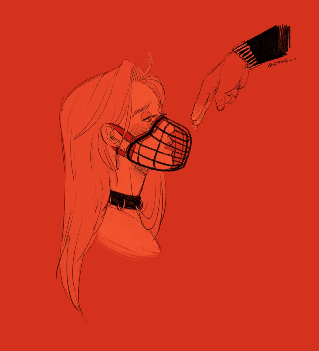 DMSR__'s tweet photo. ianthe in a muzzle okay bye gotta get back to work 🏃‍♀️ https://t.co/ldJbcag3oD