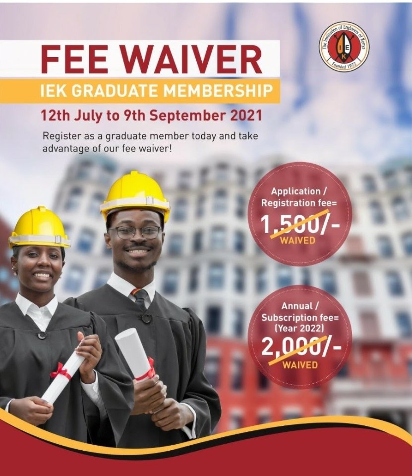 IEK Capital Branch (@iekbranch) on Twitter photo Graduate Engineers Let's take advantage of the Waiver period and register with IEK. Follow the link below to proceed.
docs.google.com/forms/d/e/1FAI⦠<a href="/fatahabdi25/">Abdifatah jama</a> <a href="/TheIEK/">The Institution of Engineers of Kenya</a>
<a href="/ieksouthrift/">IEK South Rift Branch</a> <a href="/WesternIek/">IEK Western Kenya Branch</a> <a href="/IekNorthEastern/">IEK North Eastern Branch</a> Graduate Engineers Let's take advantage of the Waiver period and register with IEK. Follow the link below to proceed.
docs.google.com/forms/d/e/1FAI⦠<a href="/fatahabdi25/">Abdifatah jama</a> <a href="/TheIEK/">The Institution of Engineers of Kenya</a>
<a href="/ieksouthrift/">IEK South Rift Branch</a> <a href="/WesternIek/">IEK Western Kenya Branch</a> <a href="/IekNorthEastern/">IEK North Eastern Branch</a>