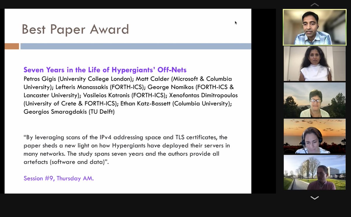 Thrilled to announce that our publication "Seven Years in the Life of Hypergiants' Off-Nets" won the Best Paper Award in the flagship annual conference of the Special Interest Group on Data Communication SIGCOMM 2021. <a href="/uclcs/">UCL Computer Science</a> <a href="/ACMSIGCOMM/">ACM SIGCOMM</a> #SIGCOMM21