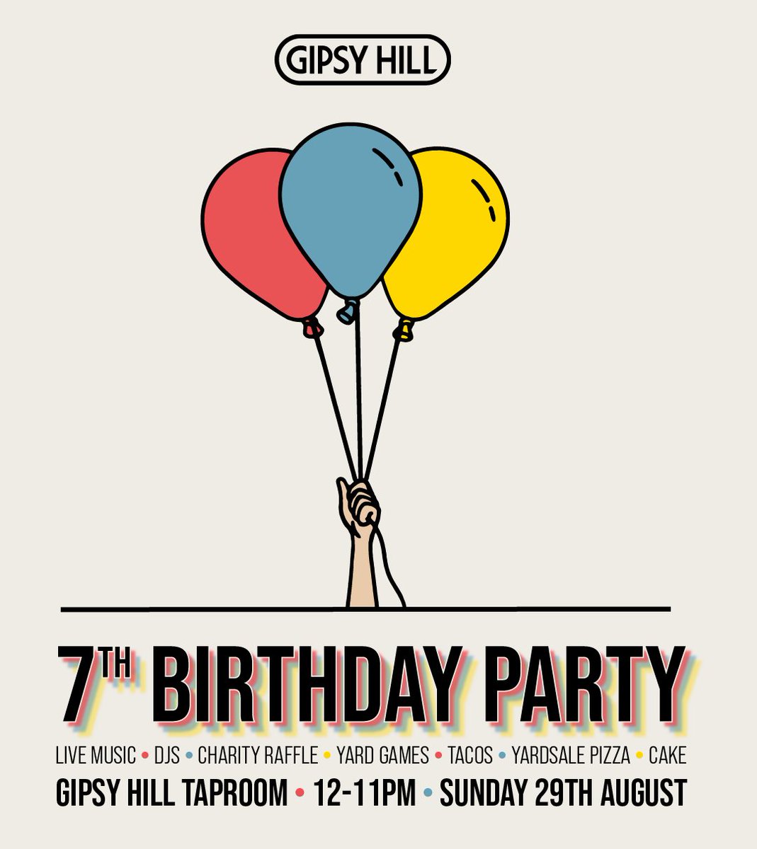 We're celebrating @gipsyhillbrew SEVENTH birthday this week, and to thank everyone for their continued support, we're throwing a HUGE party this Sunday (29th) from 12pm-late. There's DJs, Yard Games, Raffles and much more... Book your table through the link in our bio.