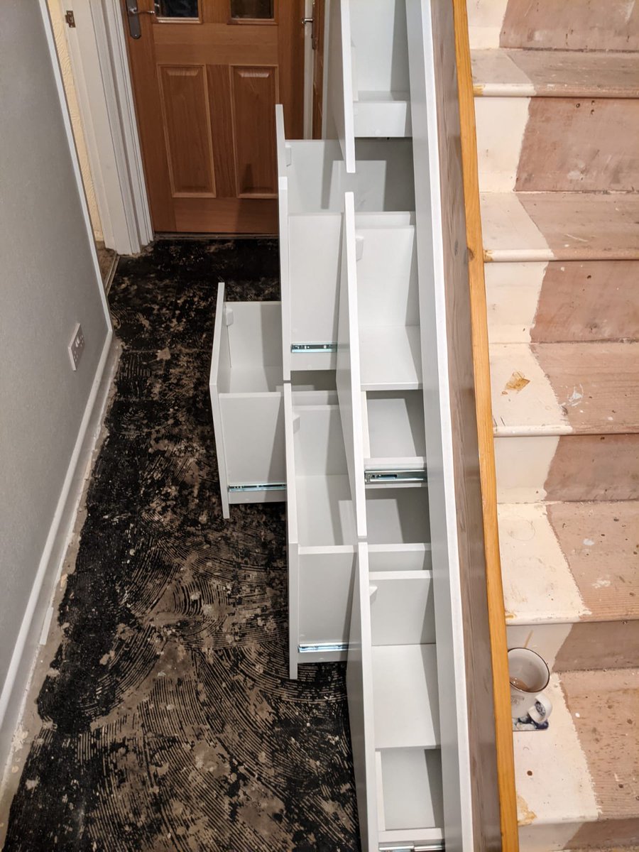StairsStorage's tweet photo. https://t.co/oD8i5grAkA push to open #shoedrawers #storagedrawers installed in #ilkeston #derbyshire #derbyshirelife #Understairsstorage #storage #stairs #stairsstorage #furniture #interiordesign #home #inspiration #handmade #understairstorage #bespoke #bespokedesign https://t.co/bLCS1FYg8z