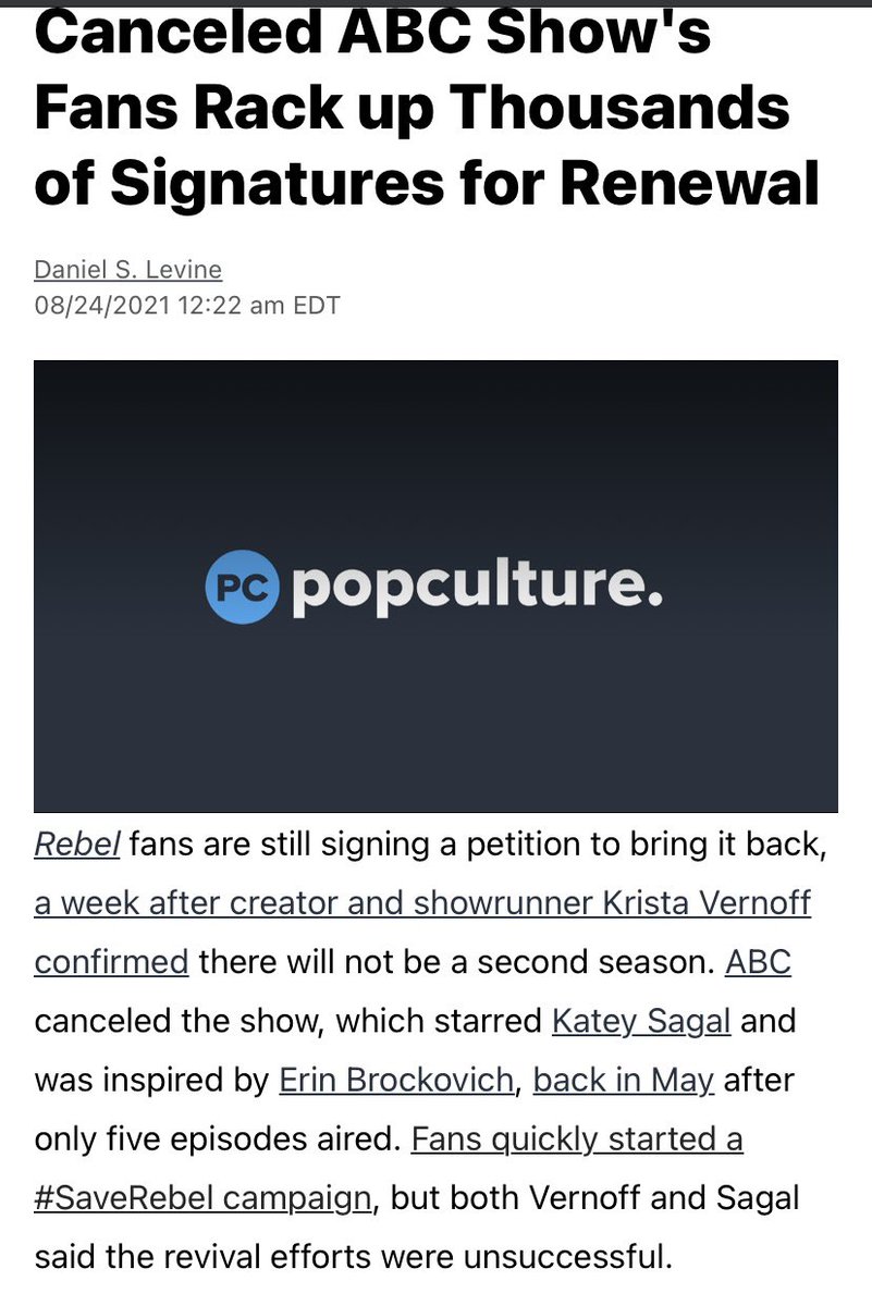 KateySagalFans's tweet photo. There is a new article on our #saverebel movement. You guys are just amazing. You’re still signing our petition ❤️ @KateySagal @getmedamonfrank https://t.co/65s2hfNopz