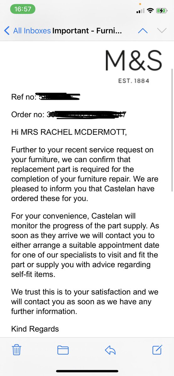 RachelAnders66's tweet photo. Left feeling 💔 after dealing with @marksandspencer over the last few months. When I spent £2300 on a sofa I didnt expect to have to prop it up on books - and to be told that I am in the wrong for expecting otherwise. After being told I require the part I’m now told I have to pay https://t.co/DDyxZM66zq