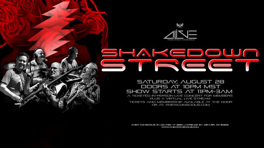 ShakedownSt_CO's tweet photo. This Saturday 8/28 at Knew Conscious in Denver, CO.  ⚡️
Ticket price includes an open bar.
2350 Lawrence St, Denver
https://t.co/XOZbIHPFtn https://t.co/LS8oScQfB5