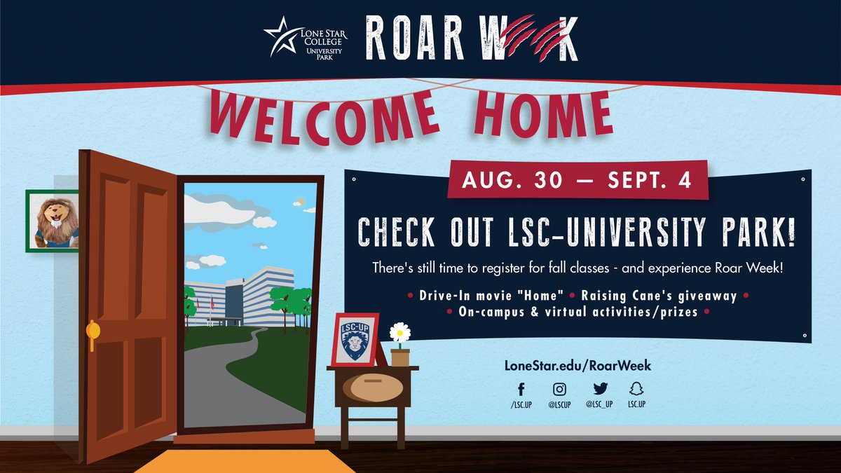 LSC_UP's tweet photo. Fall classes start next week which means it's almost time for #RoarWeek - our way of kicking off a new semester and welcoming you to LSC-UP!! ๐ฆ๐ Check out the on-campus and virtual events we have planned at https://t.co/YAk1x9jE88. https://t.co/0QQbvjuI7K