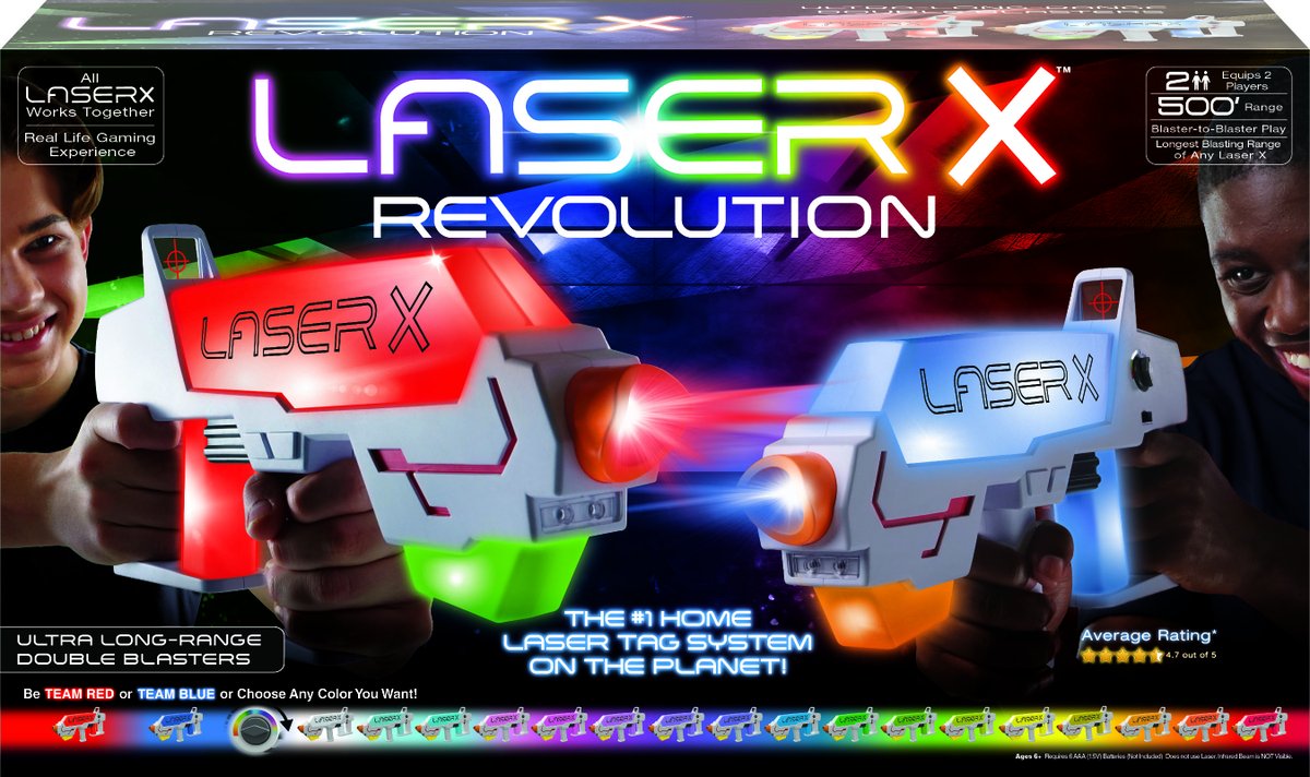 LaserX_Game's tweet photo. #LaserX #Revolution Ultra Long Range Blasters feature a 500' RANGE, rapid fire &amp; quick-slide reload. They light up 20 colors, and receivers are built right into the blasters! SEE THE COMMERCIAL! https://t.co/pnxGMmXvKi COMING TO A STORE NEAR YOU! 😎 #LaserX #lasertag #toys #games https://t.co/bCfy1gsqU2