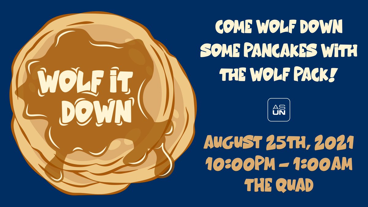 nevadaasun's tweet photo. Get Ready Pack!

Wolf it Down will be held tomorrow (8/25) at the Quad from 10PM-1AM! Join us in our traditional pancake feed and get involved with student life here at @unevadareno 

Bring your own plate to skip the line! 🥞🍽 

#ASUN #WelcomeWeek #WolfItDown https://t.co/tdV2KgHHwP