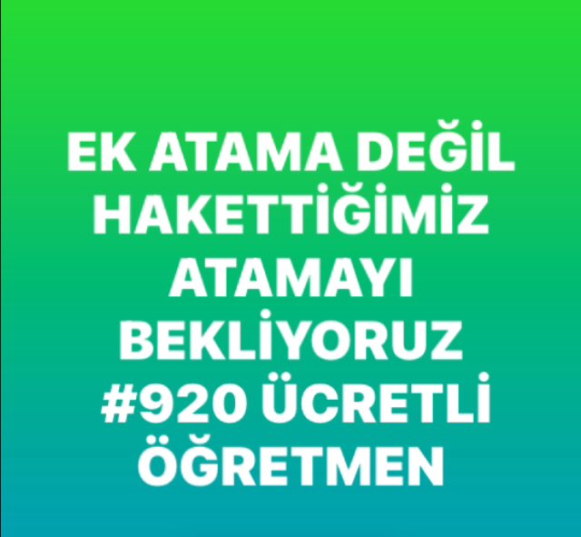 #920yeAtamaSözüTutulsun

<a href="/RTErdogan/">Recep Tayyip Erdoğan</a> <a href="/dbdevletbahceli/">Devlet Bahçeli</a>
<a href="/tcmeb/">Millî Eğitim Bakanlığı</a> <a href="/mebpgm/">Personel Genel Müdürlüğü</a> <a href="/aebilgili/">Ahmet Emre Bilgili</a> @demiiryakup <a href="/emrullahisler/">Emrullah İŞLER</a> <a href="/kamilaydinmhp/">Prof.Dr.Kamil Aydın</a> <a href="/makif_yilmaz/">Mehmet Akif YILMAZ</a> <a href="/oerdem42/">Orhan Erdem</a> <a href="/NazimMavis/">Dr. Nazım Maviş</a> <a href="/mhpyasarkaradag/">Yaşar Karadağ 🇹🇷🇦🇿</a> <a href="/osman_oren/">Osman Ören</a> <a href="/haozdemir/">Prof.Dr. Hacı Ahmet ÖZDEMIR</a> <a href="/tasar_cemal/">Cemal Taşar🇹🇷</a> <a href="/MahmutOzerDr/">Mahmut Özer Prof. Dr.</a> atanmak istiyoruz.sadece atanmak....