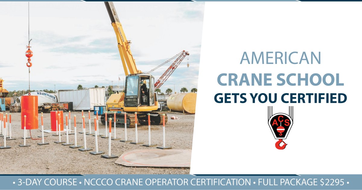 Am_Crane_School's tweet photo. American Crane School offers a test preparation program intended to get candidates all of the necessary certification requirements in just 3-days.
Ready to Enroll?
888-957-7277
#craneoperator #nccco #ncccocertification #americancraneschool #cranetraining https://t.co/VNvItHmz9U
