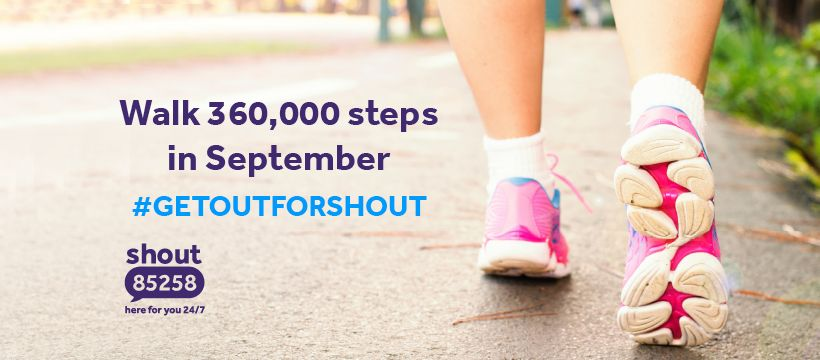mindfullyaware's tweet image. I'm walking 360,000 steps in September for Shout 85258 - the UK’s first free, 24/7 mental health support service that is run entirely via text message. I'm walking 360,000 steps to raise money please donate your contribution will make an impact,.
Thank you 💙 #GetOutForShout