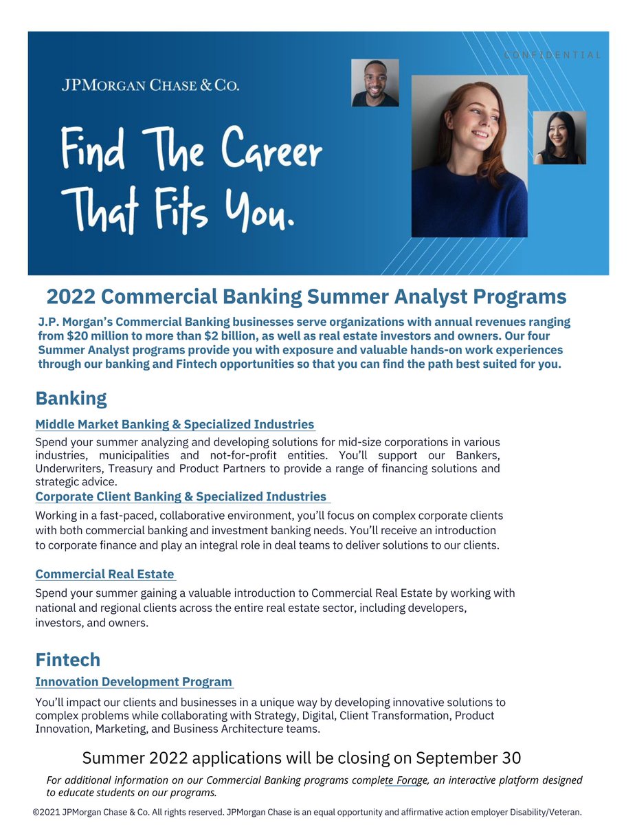 DREICOB's tweet photo. https://t.co/uFNterCa93
Summer 2022 Commercial Banking Summer Analyst Program Opportunity apply via the link above! 😁 https://t.co/7xss8wCnqJ