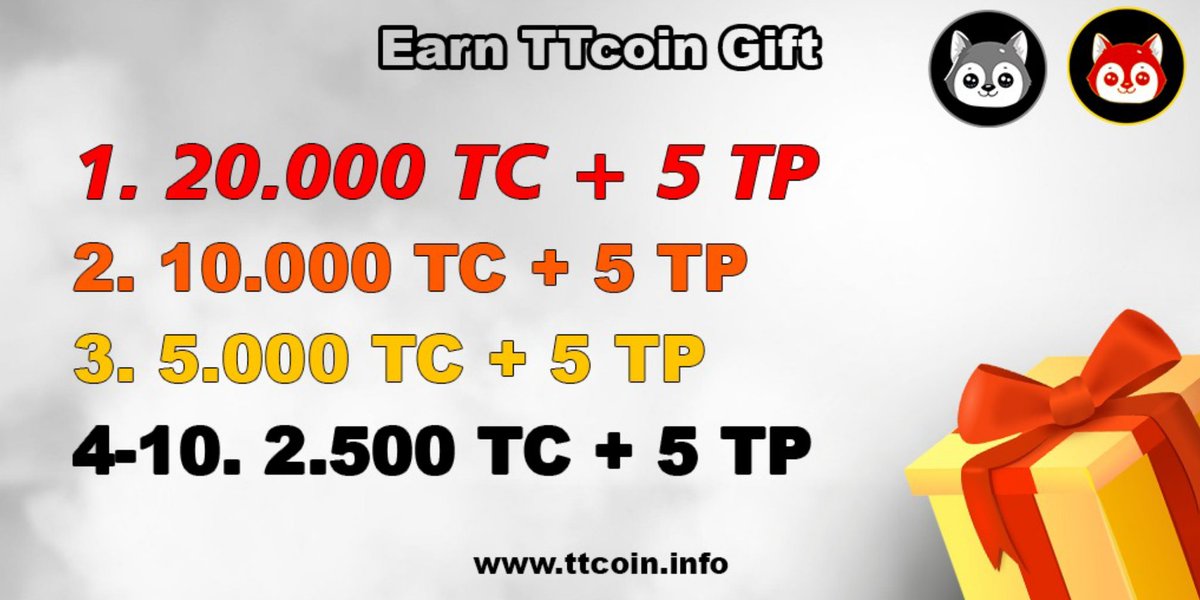 🎁Time to win TTcoin,🎉

1️⃣ Add 2 of your friends in the comments.

2️⃣ <a href="/ttcoinofficial/">TTcoin Network | $TC</a> Follow the account.

3️⃣ Share the post with the hashtag #TTcoin.

Get a chance to win special gifts