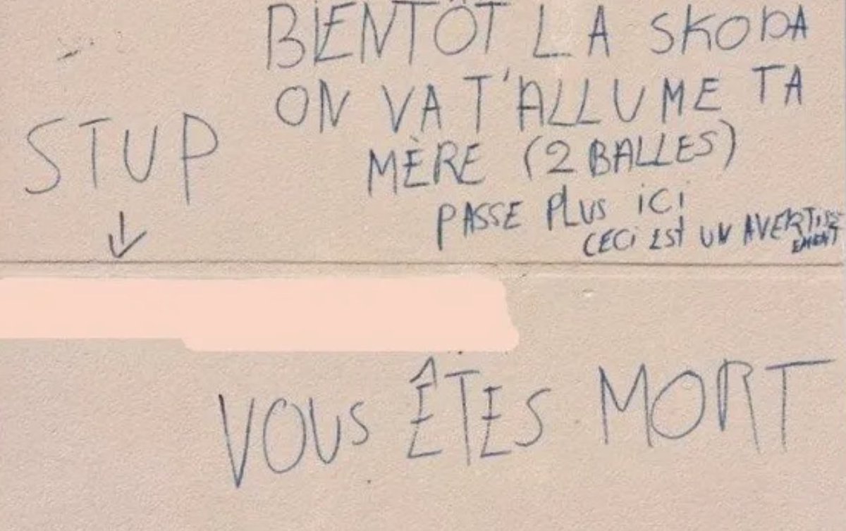 F_Desouche's tweet image. Poitiers : des tags insultants et menaçants de mort des policiers, nommément cités, laissés en place par la municipalité écologiste - fdesouche.com/2021/08/24/poi…