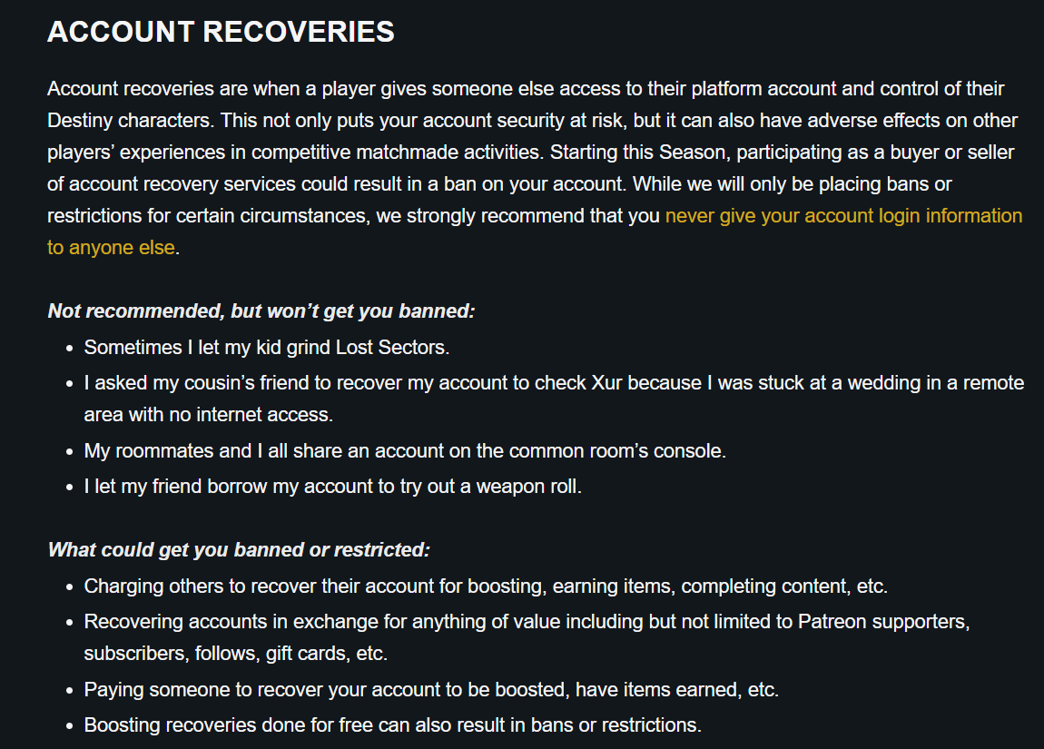JaumPm's tweet photo. 🚨🚨This is HUGE!

Appreciate many get an "income" out of this and helps IRL, but the fact is it does have a detrimental effect into the game in high competitive PvP.

This will help making Trials more democratic and accessible. So GG @Bungie

#Destiny2 #recovery #Bungie #recovs https://t.co/Zlqvc6gEKp