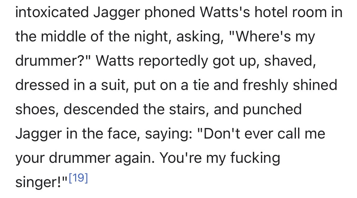 RIP Charlie Watts, the unlikely rock n roll star, who steadied the turbulent ship of The Rolling Stones. My favourite anecdote about him: