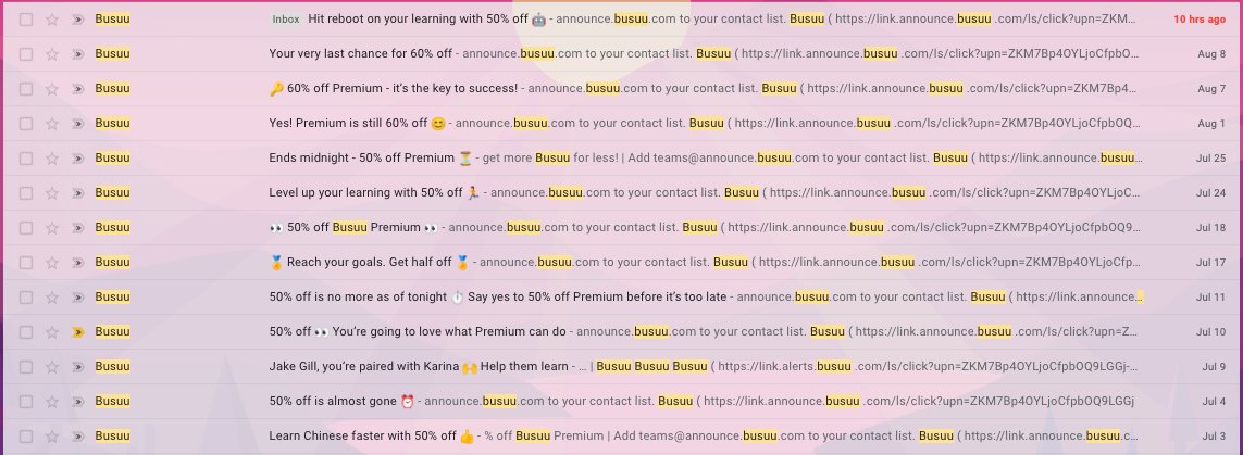 #langtwt pro tip when thinking about paying for Premium on apps.

Don't stress about missing a deal with some imaginary deadline. They'll ALWAYS send you another "very last chance" offer.