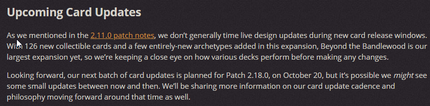 This is REALLY concerning <a href="/PlayRuneterra/">Legends of Runeterra</a> 

I believe a small amount of card updates on the 21st of September would be greatly appreciated by the community. The dominant Shurima package of Hunter/Sivir/Runner should not go untouched for that long.

RTs appreciated if you agree!
