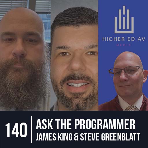 HigherEdAV's tweet photo. AV programmers are the glue who bind the UX w/the desired technical outcome. We invite @AV_JamesKing &amp; @SteveGreenblatt on for an "Ask the Programmer" discussion. 
#highered #edtech #avtweeps #higheredav https://t.co/Ndj9AOb11c https://t.co/ecHzEkfTnO