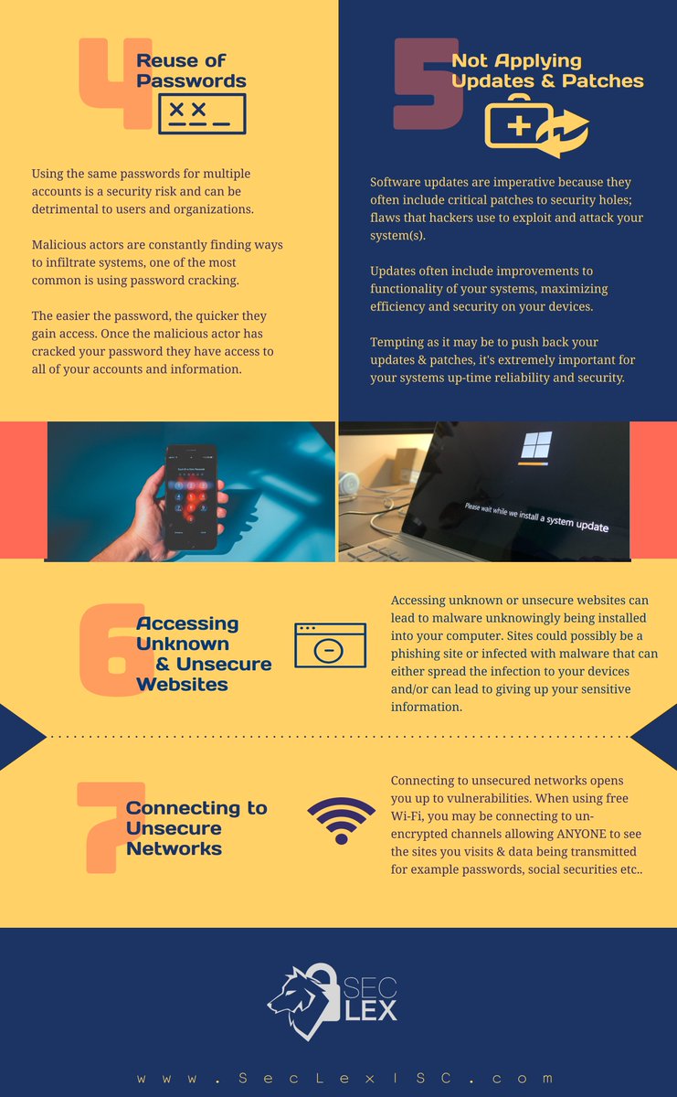 SeclexL's tweet photo. 7 Bad Cyber habits to avoid! #seclex #cybersecurity #hacked https://t.co/ZJwmvXVQXY