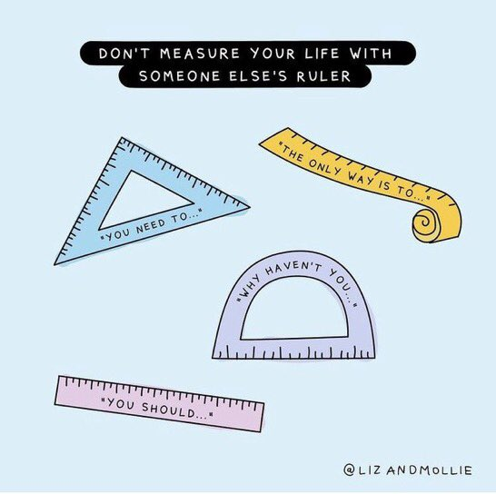 HelenBevan's tweet photo. I love social media for the learning &amp; collaboration it generates but one of the drawbacks is seeing what's happening in other people's lives &amp; comparing ourselves to them.We should never compare ourselves to others nor measure our lives by other people's rulers. TY @lizandmollie https://t.co/AJkGDFVtgV