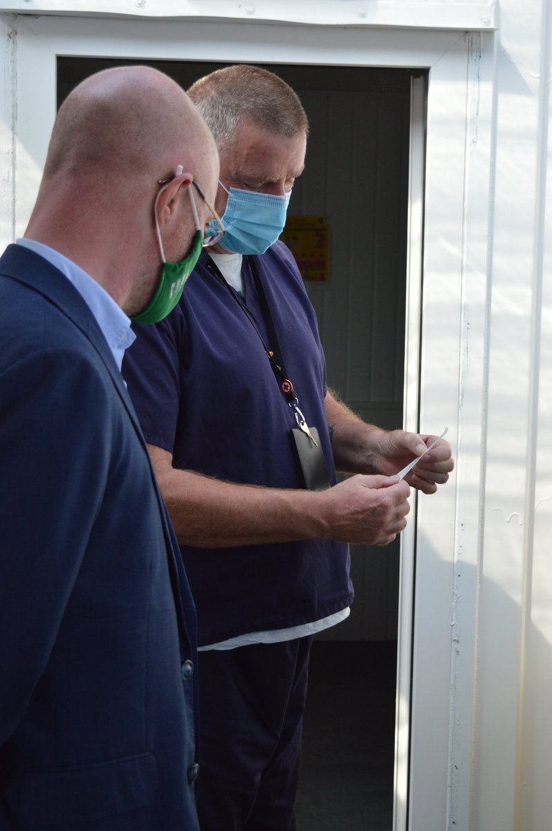 MLMCommHealth's tweet image. The Tullamore Testing Centre at Clonminch also received a visit from Minister for Health @DonnellyStephen today. He met with staff and thanked them for the vital work they are doing on the frontline in the fight against the virus